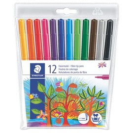 Staedtler 325 WP12 - Marcadores de punta de fieltro lavables para niños, ideales para colorear y dibujar, paquete de 12