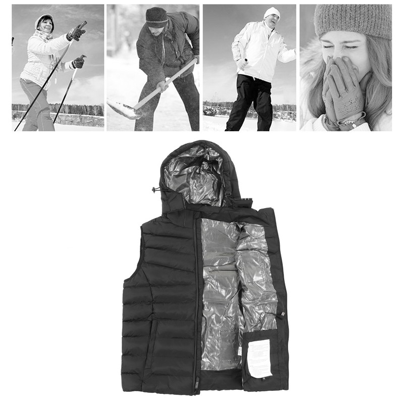Heated Vest Three Level Temperature Adjustment Waterproof Black Electric Heating