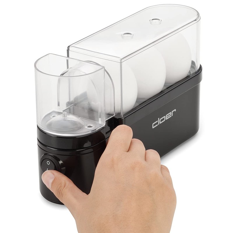 Cloer 6020 Eierkocher, bis zu 3 Eier, herausnehmbarer Eierträger, Servierfunktion,