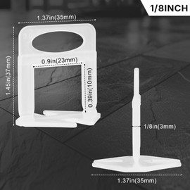 Tile Leveling System, Tile Spacers Tile Leveling Tools, Tile Leveling Clips for Tiles and Stone Installation (1/8 Inch*2400 Piece)