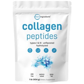 Micro Ingredients Bovine Collagen Peptides Powder, 1lb | Type I & III + Natural Protein | Grass-Fed Bovine Source | Unflavored | Supports Skin, Joint & Bone Health | Paleo, Non-GMO