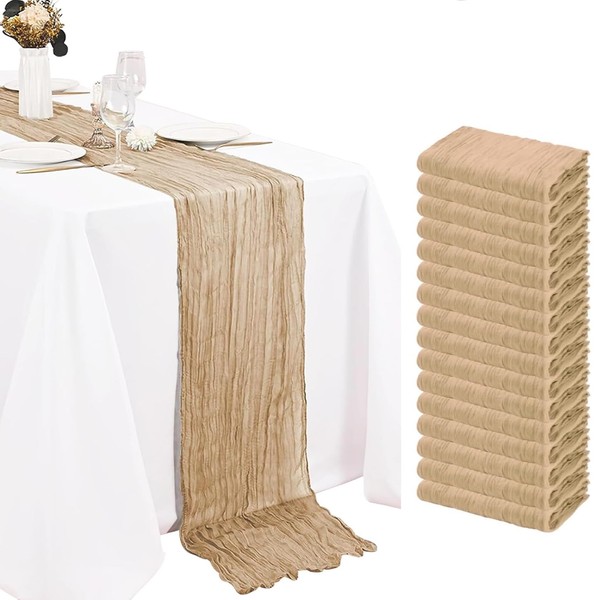 16 Pack Beige Cheesecloth Table Runner 20 x 120 inch
