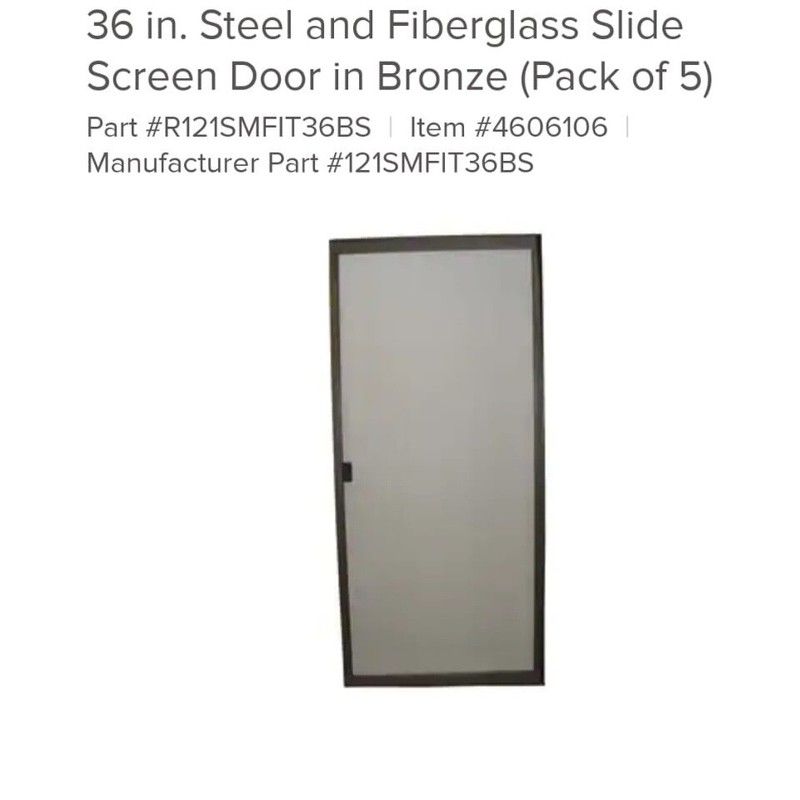 Ritescreen Adjustable Patio Screen Door' Bronze' Or Grey 36X78 In