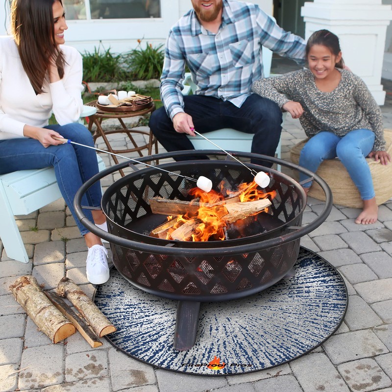 40" Blue Color Design fire mat for Under firepit. Heat