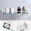 LANC Chrome Bathroom Shelf Glass Shelves 20-Inch Floating Tempered Glass