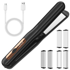 Plancha de pelo 3 en 1, plancha plana recargable inalámbrica, desmontable (con 3 placas), mini alisador de pelo multifunción reemplazable, rizador de viaje de 5000 mAh, herramientas de peluquería