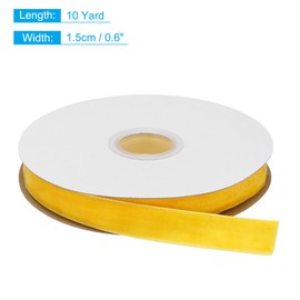 sourcing map Velvet Ribbon 5/8 Inch x 10 Yard Single Face Spool Silky Velvet Fabric for Bouquets DIY Crafts Gift Wrapping Wedding Party Yellow