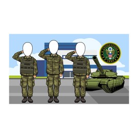 US Army Theme Face Cutout, 42x72 Photo Standee, Party Selfie Backdrop Props