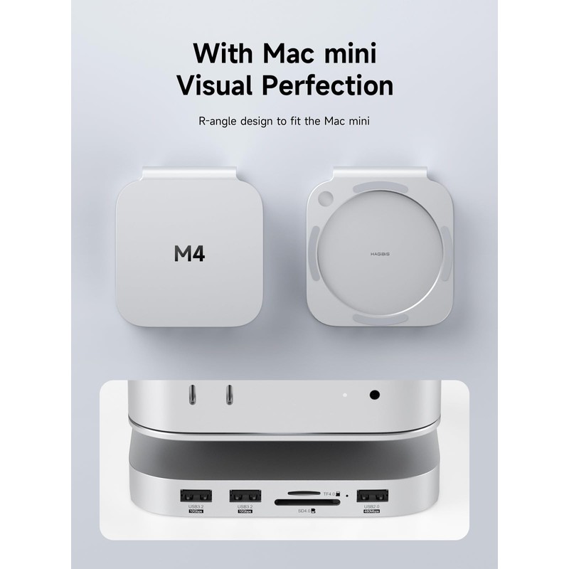 Hagibis Mac mini M4 Hub & Stand with SSD Enclosure,
