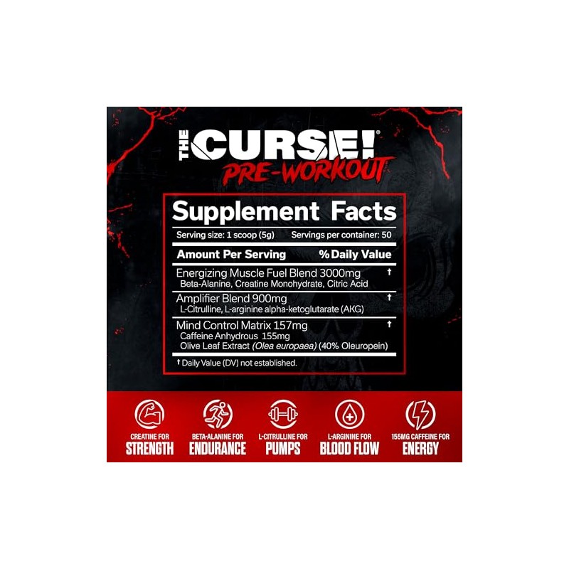 JNX SPORTS The Curse! Pre Workout Powder for Men &