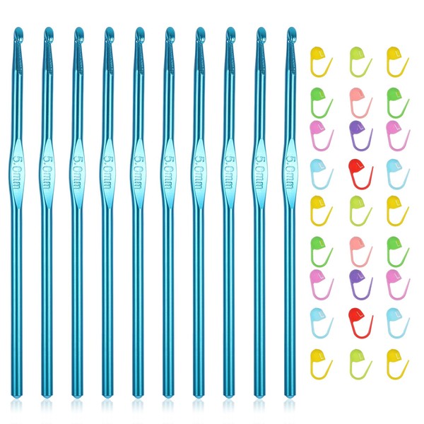 40 PCS 5mm Aluminum Crochet Hooks Set Including 10 Pcs