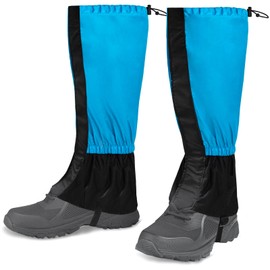 AYMQC Outdoor Gaiters, Waterproof, Adjustable Gaiters, Breathable Leg Protection for Snow Hiking, Climbing, Trekking, Skiing, 1 Pair (Blue and Black)