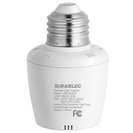 SURAIELEC Single Wireless Light Socket Accessory, Programmable and Expandable (1 Light Socket Only, Remote Sold Separately), URLS11C-S