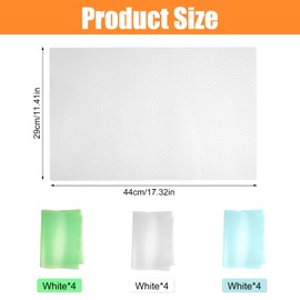 Rairsky Pack of 12 Antibacterial Fridge Mats, 44 x 39 cm, Non-Slip Fridge Mats, Washable and DIY Cut to Size, Fridge Liners, for Kitchen, Table, Cabinet, Drawer (White + Green + Blue)