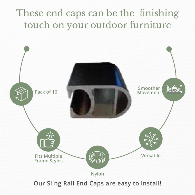 Sling Rail End Caps, Furniture Sliders, Fits Agio Brand Patio