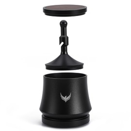 KNODOS Espresso Shaker Cup 58mm with Walnut Lid | Premium Magnetic Blind Dosing Cup for 58mm Portafilters | Coffee Grounds Distribution Tool