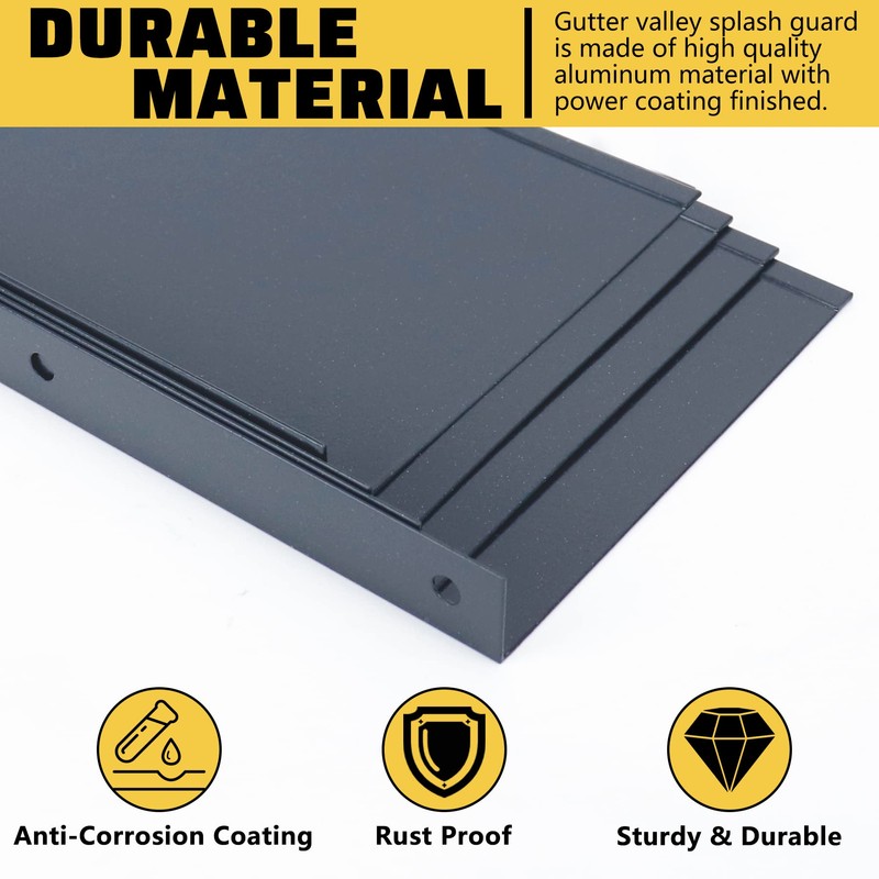 Powrocket 4 Pack Aluminum Gutter Valley Splash Guard,Keep Water from