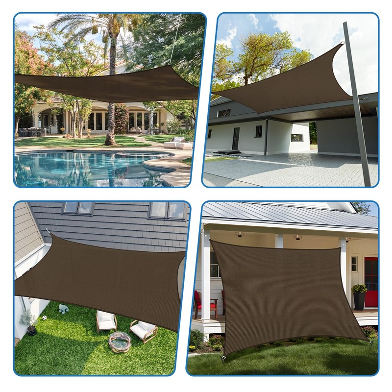 TANG 20'x20' Sun Shade Sail Rectangle Sunshade Canopy UV Block