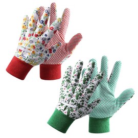 2 Pcs Women's Gardening Gloves,Floral Garden Gloves With Elastic Cuffs and Non-Slip For Yard,Rose Pruning Thorn Proof Breathable(green+red)