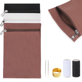 Bolsillo lateral cosido con cierre, bolsillo oculto de seguridad de viaje con tres colores y dos piezas de aguja e hilo para camisa de recuperación de mastectomía, chamarra inflada, batas, sudadera