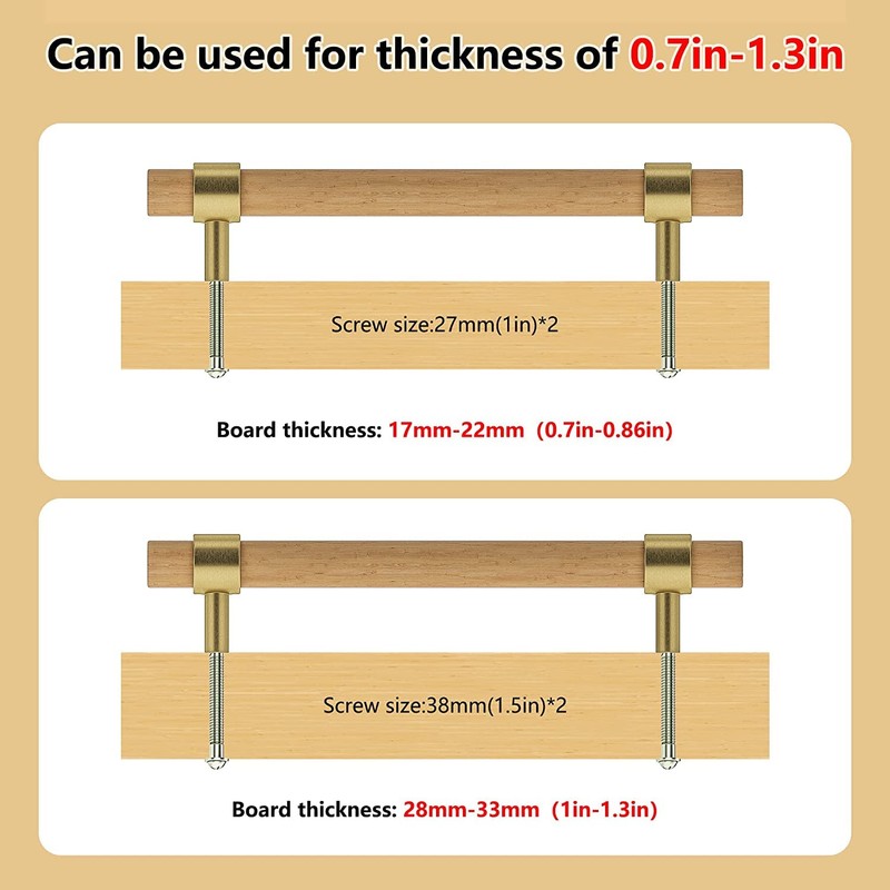 XXJAY Wooden Drawer Pulls,6-Pack Beech Wood Drawer Handles 2.5in,Suitable for