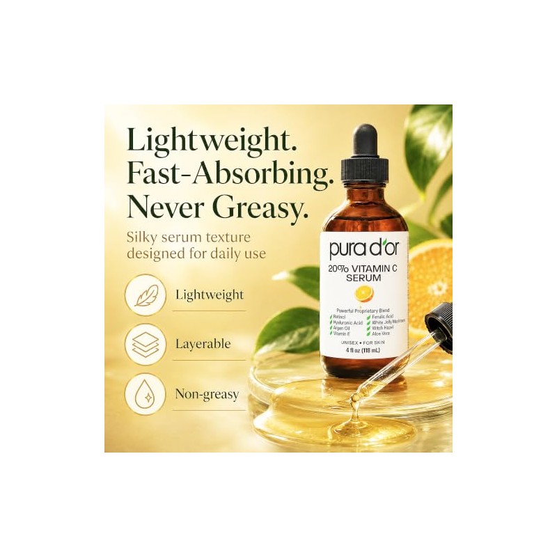 Pura D'or Vitamin C Serum, 4 Ounce