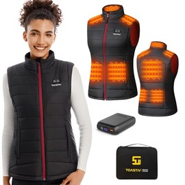 Toastiv Heated Vest for Women with 16000mAh 7.4V Battery, Lightweight Quilted Heating Vest, Water-Resistant Electric Warming Vests,M