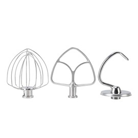 Stand Mixer Attachments 3 Piece Kit, Replace for Kitchen Aid Accessories Wire Whip Dough Hook Coated Flat Blade Paddle, Stainless Steel Tilt Stand Mixer Accessories Kitchen