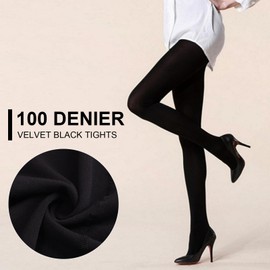 BBXWANG 2 Pairs of Tights Black 100 Denier Opaque Tights Soft Tights Women's Thermal Tights Winter, black