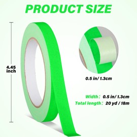 GEYYANG Spike Tape, Green Fluorescent Gaffers Tape 1/2 inch x 20 Yards, Black Light UV Reactive, Multipurpose Fluorescent Spike Tape for Stage Marking, Party and Art Crafts
