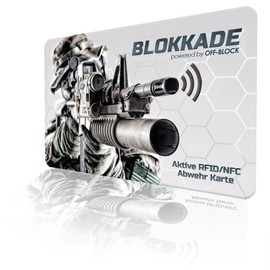 BLOKKADE Off-Block Active RFID/NFC Blocking Card Motif "Rebel Hunter One" Collectors Edition Latest Generation Protection Against Data Theft No External Reading by Michael G., black, Modern