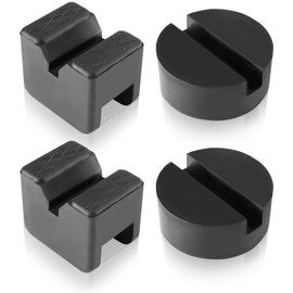 Toolly Paquete de 4 adaptadores de almohadilla para gato de suelo para soportes de gato de 2 a 4 toneladas, universales de goma, resistentes, almohadillas de disco ranuradas, rieles de pellizco, protector para levantar el coche