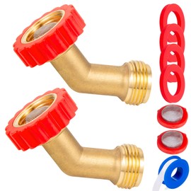 Lead-Free Brass 45 Degree Hose Saver,45°Hose Elbow Fitting Quick Swivel Connect Adapter,Thread Size 3/4" Connectors,Hose Protector with Water Filter（2 Pcs）
