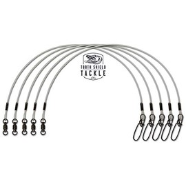 5 Pack 100 lb. 48" Premium Fluorocarbon Tooth Shield Tackle Musky Leaders Muskie Pike Leader (Ball Bearing Swivel)
