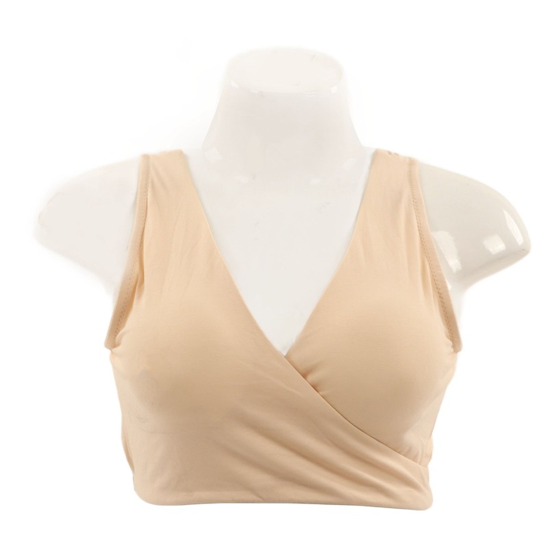 Nursing Bra Fleshcolor Wireless Cross Convenient Breastfeeding Sleep Maternity Underwear