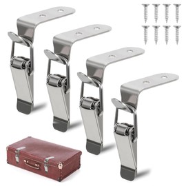 4 Pack 90 Degree Hook Lock Bolt, Toggle Latch with Screws, Hook Lock, 304 Stainless Steel Safety Angle Locking Latch, Right Angle Toggle Latch for Door Window Drawer Toolbox Closet Case Cabinet Box