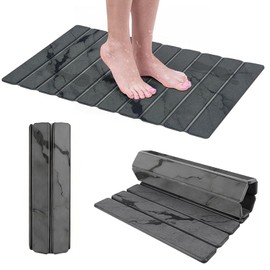 OFFCURVE Tapete para Baño de Piedra de Diatomeas 60x39cm, Plegable Alfombra de Baño Antideslizante, Alfombrillas de Secado para Platos de Cocina, Adecuado para Sala de Estar, Ducha y Dormitorio