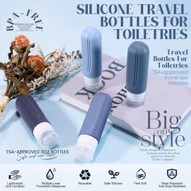 YIIMER Travel Bottles for Toiletries, 3oz TSA Approved Travel Size Toiletries, Silicone Leak-Proof Refillable Containers, Squeezable Liquid Essentials Bottles W/Clear Bag(BLUE)