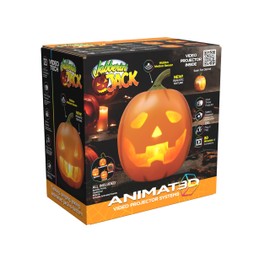 ANIMAT3D Jabberin' Jack Motion Sensor 12 Inch XL Talking Animated Orange Pumpkin with Built in Video Projector and Speaker Includes 80 Minutes of Content