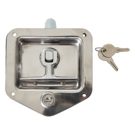 Buyers Products L8815 T-Handle Latch, Locking Single Point Latch With Gasket, With 2 Keys, Polished Stainless Steel, For Truck Bed Tool Boxes, Trailer Doors, RVs, Campers, Truck Cap Latch
