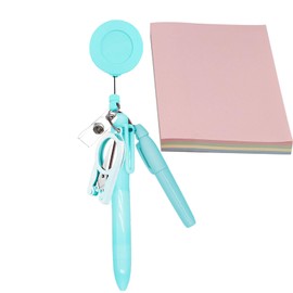 Nurse Badge Reel Holder Nurse Badge Accessories Nursing Student Badges Reel Pen Retractable Ball Pen - Badges Clip Folding Scissors with Sticky Note for Doctor Teachers Students, Blue