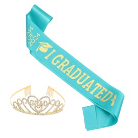 Zerodeko 1 Set Graduation Sash and Crown Set Glittering Crown with Sash for Graduation Party Supplies for Graduates Elegant Photo Prop for Celebrations