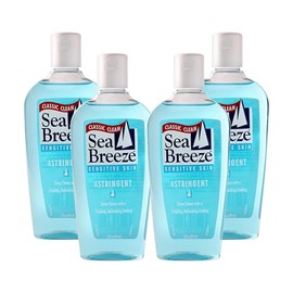 Sea Breeze Astringent Sensitive Skin - Facial Cleanser with Natural Oils for Deep Pore Cleansing and Acne Control - Refreshing Face Cleanser - 4 pc