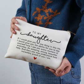 Daughter Makeup Bag Gift from Mom Daughter Gift for Birthday Graduation Holiday Christmas Cosmetic Bag Birthday Gifts for Women Daughter Makeup Organizer Beach Bag