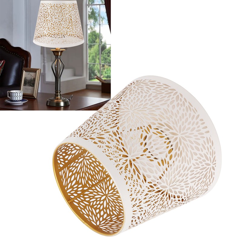 Lamp Shade E27 E26 White Carved Flower Pattern Iron Modern