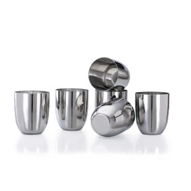 Vinod Premium Stainless Steel Glass Set of 6 - Premium Metal Cups | Beer Glasses | Juice Glass