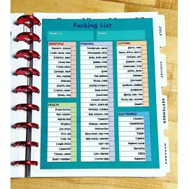 Handmade Packing List Two Sided Dashboard Insert for use with Classic Happy Planner