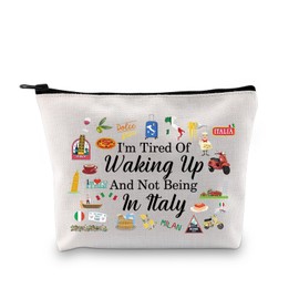 G2TUP Italy Travel Gift I'm Tired of Waking Up and Not being in Italy Makeup Bag Italian Cosmetic Bag Italy Lover Gift (Not being in Italy CB)