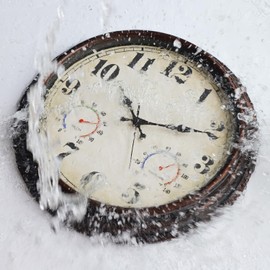 JENLYSTIME 16 Inch Dark Brown Vintage Wall Clock with Thermometer & Hygrometer - Waterproof Decorative Indoor/Outdoor Clock with Large Numerals & Silent Sweep Movement - Ideal for Porch, Garden, Pool