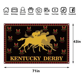 Kentucky Backdrop for Photography Horse Racing Banner Churchill Downs Run for The Rose Decor Kentucky Party Decorations and Supplies for Home Party